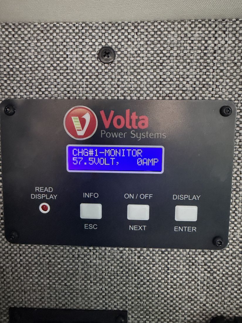 Volta panel: Charger monitor · 57.5 V · 0 A