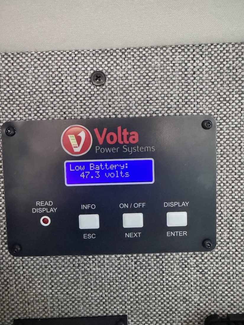 Volta panel: Low-battery cutoff · 47.3 V