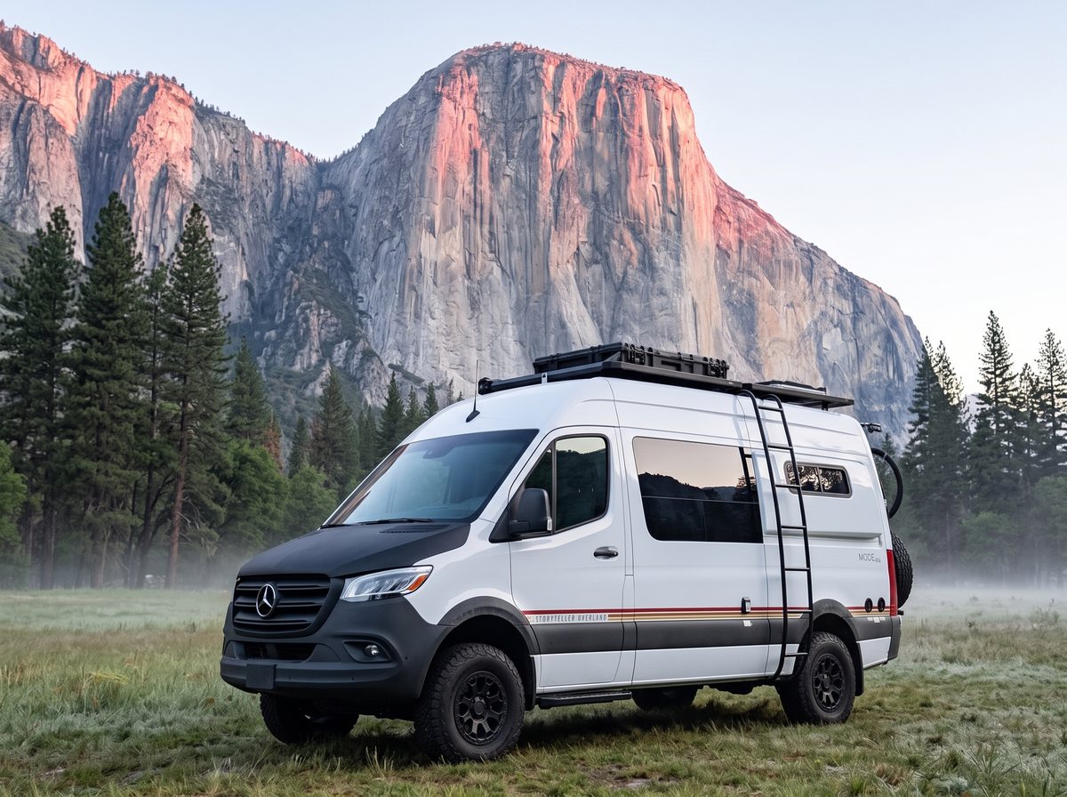 The Storyteller in a misty meadow beneath El Capitan
